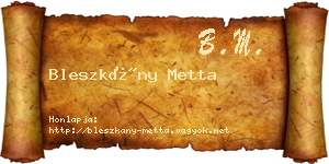 Bleszkány Metta névjegykártya